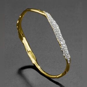 Alexis Bittar Solanales Gold Crystal Skinny Bangle Bracelet